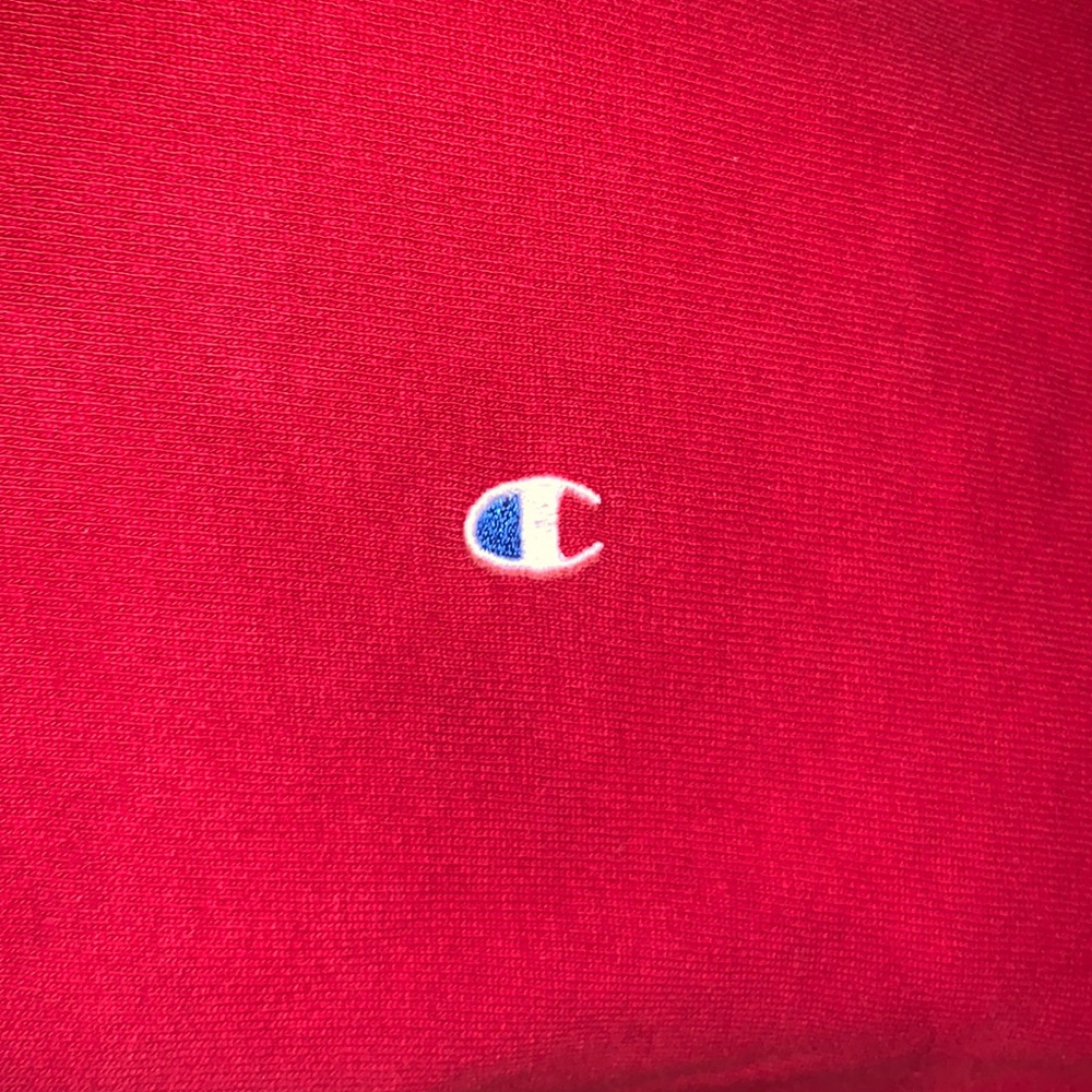 red vintage champion hoodie